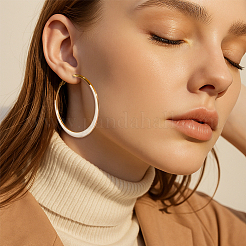 4 Pairs 2 Colors Alloy Enamel Hoop Earrings&nbsp;EJEW-GO0002-01