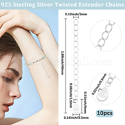 10Pcs 925 Sterling Silver End with Extender Chains and Teardrop Charms&nbsp;STER-BBC0008-98