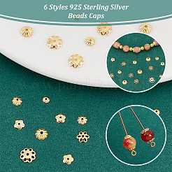 60Pcs 6 Styles 925 Sterling Silver Beads Caps&nbsp;STER-PH0001-76