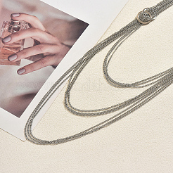 Iron Metallic layered Chain Tassel Long Necklaces with Double Clasp Decor&nbsp;IV6162-2