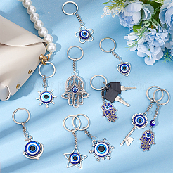 10Pcs 10 Styles Turkish Blue Evil Eye Resin Pendant Keychain&nbsp;KEYC-NB0001-66