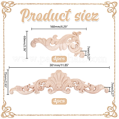 8Pcs 2 Styles Wood Carved Onlay Applique Craft&nbsp;AJEW-AR0005-28