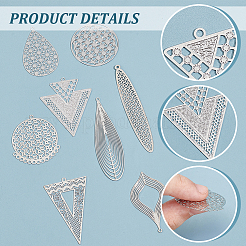 32Pcs 8 Styles Brass Filigree Pendants&nbsp;KKC-UN0001-04