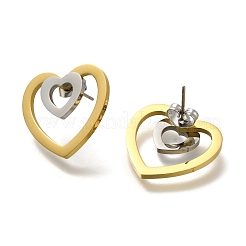 Ion Plating(IP) 304 Stainless Steel Heart Stud Earrings&nbsp;EJEW-C118-03B