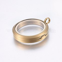 304 Stainless Steel Magnetic Floating Locket Pendants&nbsp;STAS-O103-35G