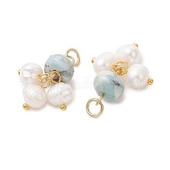 Natural Larimar & Natural Freshwater Pearl Pendants&nbsp;PALLOY-JF05887