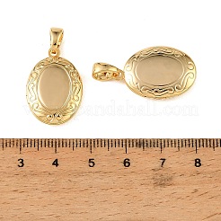 Floral Embossed Brass Locket Pendants&nbsp;KK-CBA7157-04G