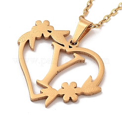 PVD Vacuum Plating 201 Stainless Steel Pendant Necklaces&nbsp;NJEW-R267-02Y-G