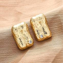 Rectangle Brass Micro Pave Cubic Zirconia Stud Earrings&nbsp;EJEW-R025-21G