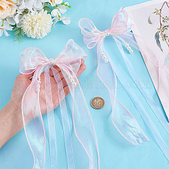 Nylon Organza Ribbon & Plastic Imitation Pearl Beaded Bowknot Bag Ornament&nbsp;HJEW-PH02020