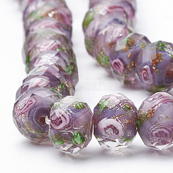 Handmade Gold Sand Lampwork Beads Strands&nbsp;LAMP-R141-8mm-08