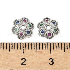 Brass Micro Pave Colorful Cubic Zirconia Bead Caps&nbsp;KK-V015-30P