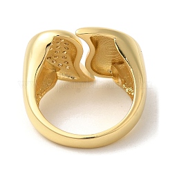 Brass Micro Pave Clear Cubic Zirconia Open Cuff Rings for Women&nbsp;RJEW-U008-03D-G