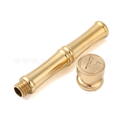 Golden Tone Brass Wax Seal Stamp Head with Bamboo Stick Shaped Handle&nbsp;LS-STAM-K001-05G-V