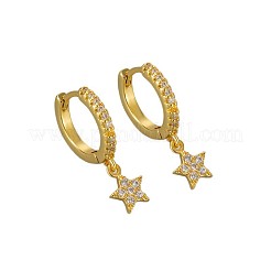 Brass Micro Pave Clear Cubic Zirconia Hoop Dangle Earrings&nbsp;WG552CE-01