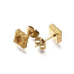 Ion Plating(IP) 304 Stainless Steel Rhombus Stud Earrings for Women&nbsp;EJEW-M028-06G