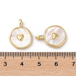 Rack Plating Brass Pendants with Natural Shell&nbsp;KK-K332-40G