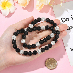 1Pc Polymer Clay Rhinestone Round Beaded Stretch Necklaces&nbsp;NJEW-SP0001-14H