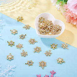 36Pcs 6 Styles Alloy Micro Pave Clear Cubic Zirconia Snowflake Pendants&nbsp;FIND-TA0009-86