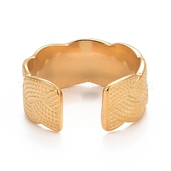 Ion Plating(IP) 304 Stainless Steel Textured Open Cuff Ring for Women&nbsp;LS-RJEW-C025-29G