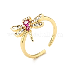 Cubic Zirconia Dragonfly Open Cuff Ring&nbsp;RJEW-E046-21G