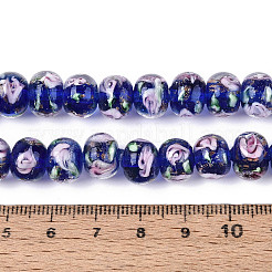 Handmade Lampwork Inner Flower Rondelle Beads Strands&nbsp;LAMP-T022-24D