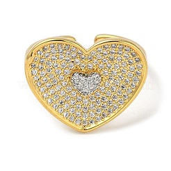 Rack Plating Brass Micro Pave Cubic Zirconia Cuff Finger Rings for Women&nbsp;RJEW-C114-17G