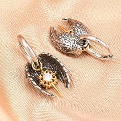 316 Surgical Stainless Wing Hoop Earrings&nbsp;EJEW-C160-12AS-01