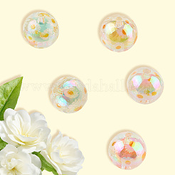 32Pcs 8 Colors UV Plating Printed Transparent Acrylic Beads&nbsp;TACR-PA0001-03