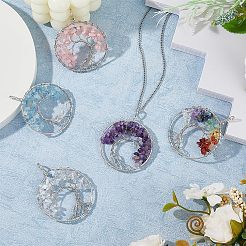 5Pcs 5 Styles Natural Amethyst & Rose Quartz & Aquamarine & Chakra Stone&nbsp;KK-HS0001-04