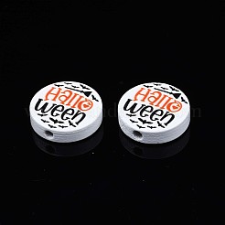 Halloween Printed Natural Wood Beads&nbsp;WOOD-T021-79