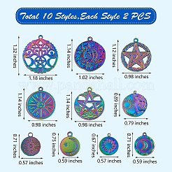 Rack Plating 20Pcs 10 Style 304 Stainless Steel Pendants&nbsp;STAS-SZ0002-60