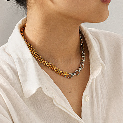 Two Tone 304 Stainless Steel Mixed Link Chain Necklaces&nbsp;WG1584D-01