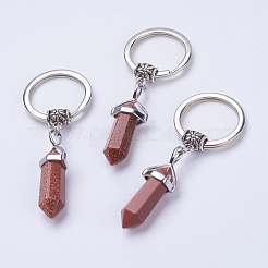 Natural/Synthetic Mixed Stone Pointed Keychain&nbsp;KEYC-E023-01
