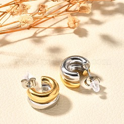 304 Stainless Steel Two Tone Stud Earrings&nbsp;EJEW-F355-05GP-05