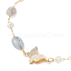 5Pcs 5 Styles Handmade Glass & Opalite & Natural Morganite & Dyed Green Agate & Labradorite & Amethyst Nuggets Beads Necklaces&nbsp;BJEW-JB12461