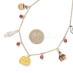 Halloween Alloy Enamel & Synthetic Turquoise Skull Pendant Necklace & Stud Earring Sets&nbsp;SJEW-JS01341