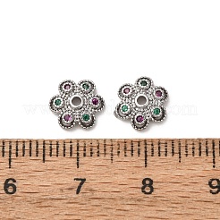 Brass Cubic Zirconia Bead Caps&nbsp;ZIRC-L105-03B-P