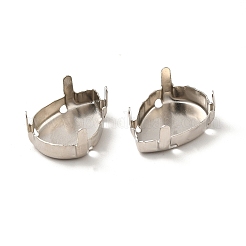 Platinum Plated Brass Sew on Prong Settings&nbsp;X-KK-G246-13x18mm-P