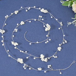 Handmade Imitation Pearl with Polyester and Resin Flower Headbands Hair Vine for Bride&nbsp;OHAR-WH20010-07S