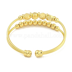 Rack Plating Brass Bangles Double Layer Cuff Bangles for Women&nbsp;BJEW-B106-08G