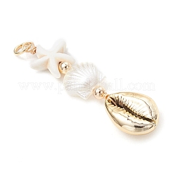 Dyed Synthetic Turquoise Starfish & Electroplated Shell & Imitation Pearl Big Pendants&nbsp;PALLOY-JF03900