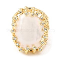 Natural Pearl Twist Oval Open Cuff Ring&nbsp;RJEW-M150-03G