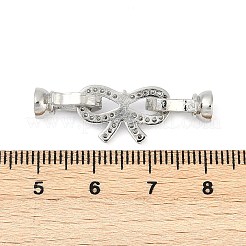 Brass Micro Pave Clear Cubic Zirconia Fold Over Clasps&nbsp;KK-H202-21P