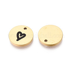 304 Stainless Steel & Enamel Flat Round with Heart Pendants&nbsp;STAS-T073-11G