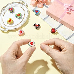8Pcs 8 Colors Painted Glass Beads Bumpy Beads Heart&nbsp;LAMP-CJ0002-44