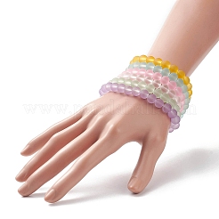 Frosted Glass Round Beaded Stretch Bracelet Sets for Women&nbsp;BJEW-JB09174