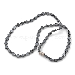 Round Heart Synthetic Non-Magnetic Hematite Beaded Necklaces&nbsp;NJEW-R020-02