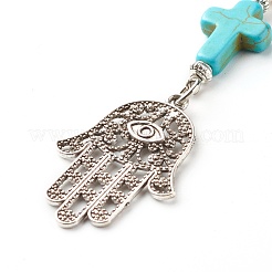 Synthetic Howlite Bead and Synthetic Turquoise beads Keychain&nbsp;KEYC-JKC00267-04