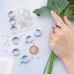 DIY Alphabet Charm Cuff Ring Making Kit&nbsp;DIY-UN0005-66